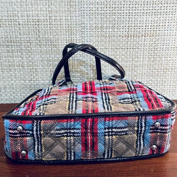 🌟HP🌟EUC Limited Edition Patchwork Wool Plaid Tab Shoulder Bag - Picture 12 of 13